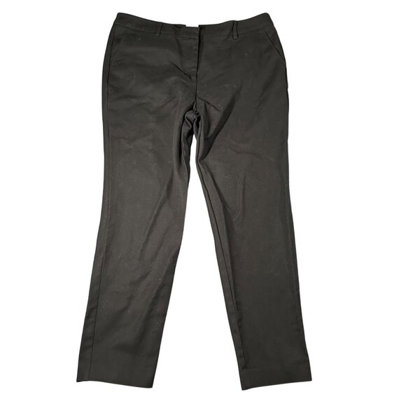 Anne Klein Womens 10 Black Mid Rise Flat Front Cropped Trousers Chino Pants - Picture 1 of 9